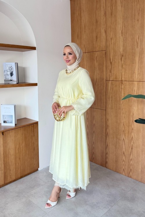 Halide Elbise Sarı Sarı