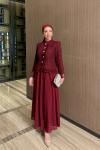 Halime Etekli Takım Bordo Bordo