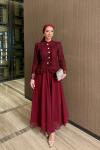 Halime Etekli Takım Bordo Bordo