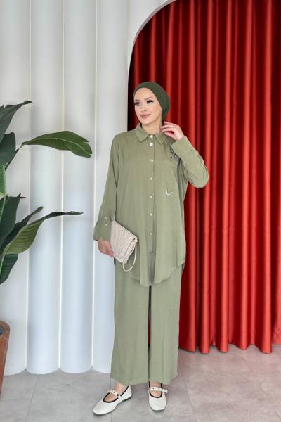 Hanife Pantolonlu Takım Haki Haki