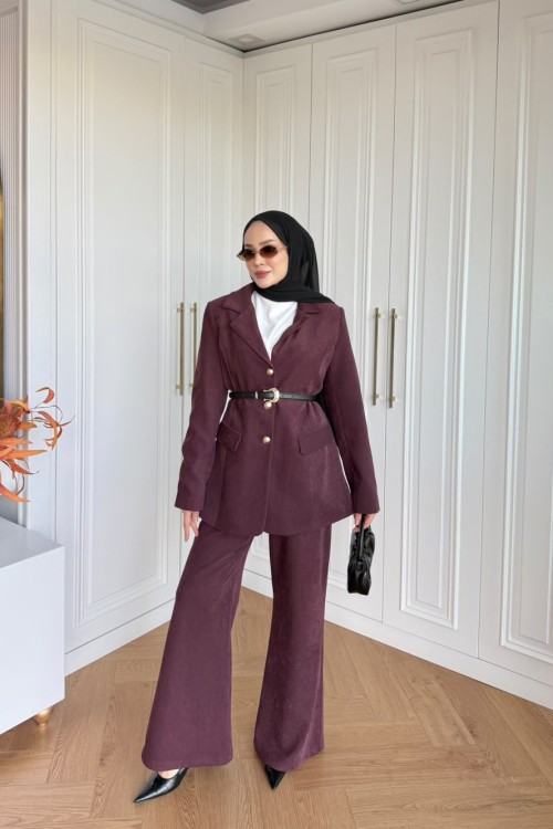 Harika Pantolonlu Takım Bordo  BORDO