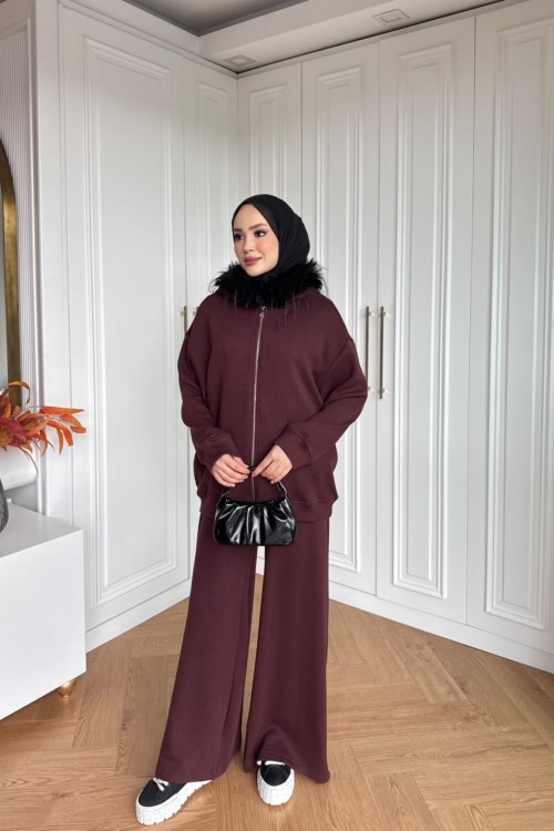 Hüda Pantolon Takım Bordo  BORDO