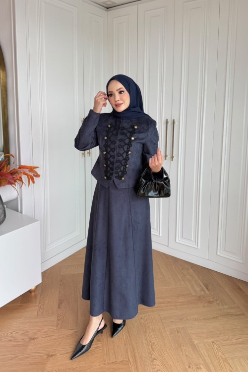 Hüsna Etekli Takım Lacivert Lacivert