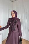 Hüsna Etekli Takım Mürdüm  MÜRDÜM