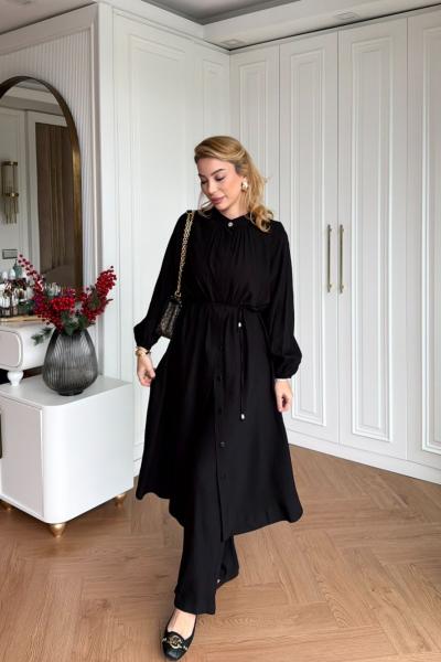 İdil Pantolonlu Takım Siyah Siyah