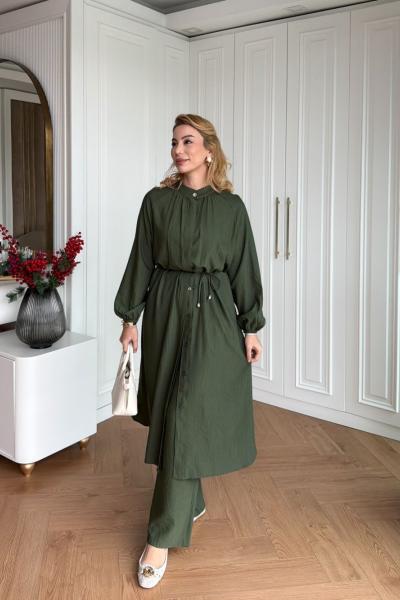 İdil Pantolonlu Takım Haki Haki