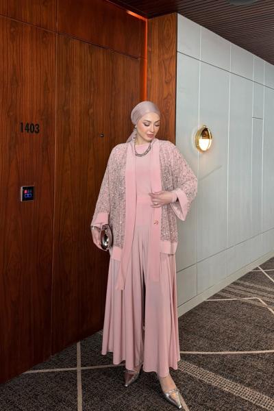 İlayda Pantolonlu Takım Pembe Pembe