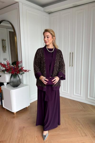 İlayda Pantolonlu Takım Mor Mor