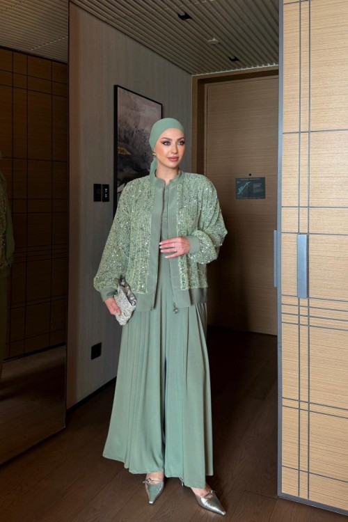 İlkay Pantolonlu Takım Mint Yeşili Mint Yeşili