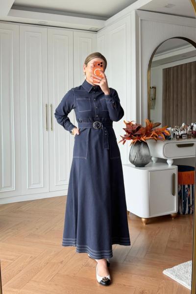 İlke Trenç Elbise Lacivert LACİVERT