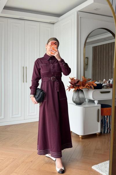 İlke Trenç Elbise Bordo BORDO