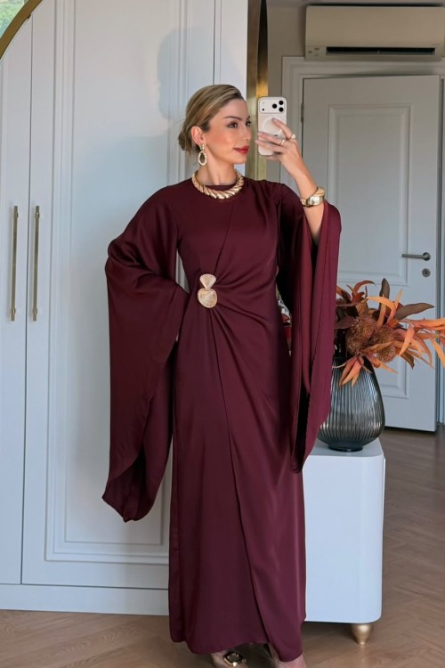 İlkgül Elbise Bordo BORDO