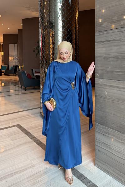 İlkgül Elbise Saks Mavisi SAKS