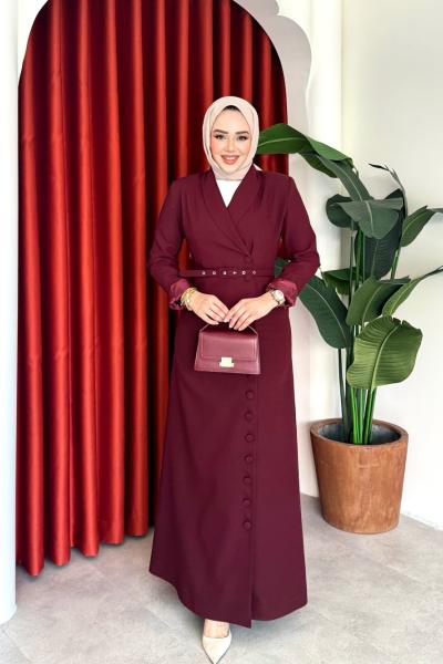 Irmak Elbise Bordo Bordo