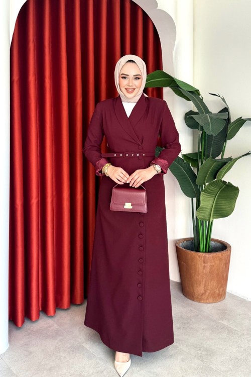 Irmak Elbise Bordo Bordo