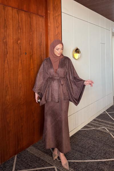 Işık Etekli Takım Kahverengi Kahverengi