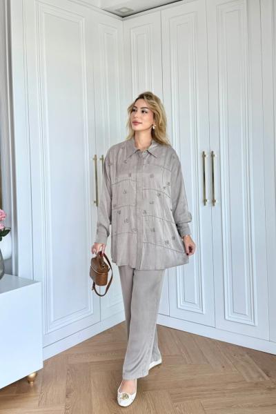 Işıl İpek Cupra Pantolonlu Takım Vizon 