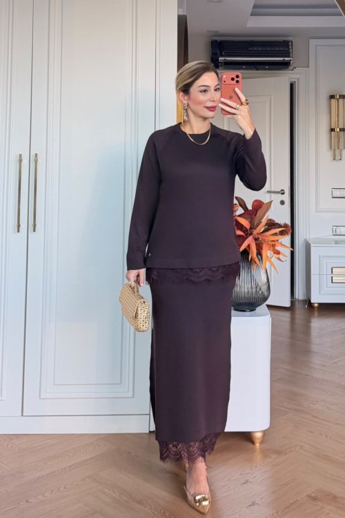 Karanfil Etek Takım Kahve  KAHVE