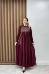 Kübra Elbise Takım Bordo Bordo