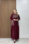 Kübra Elbise Takım Bordo Bordo