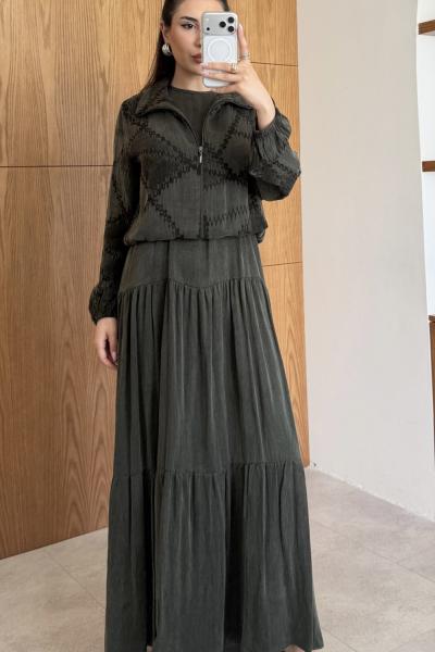 Lale Elbise Takım Haki Haki