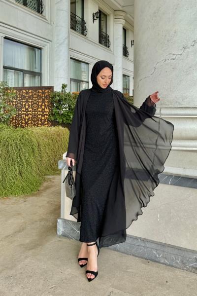 Lale Elbise Takım Siyah Siyah