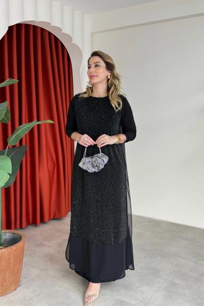 Leman Elbise Siyah Siyah