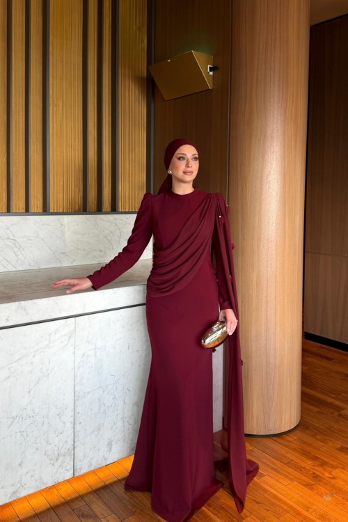 Manolya Abiye Bordo  BORDO