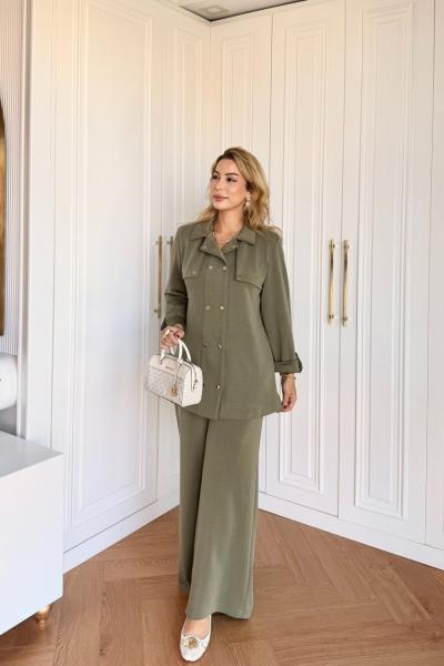 Melis Pantolonlu Takım Haki  Haki