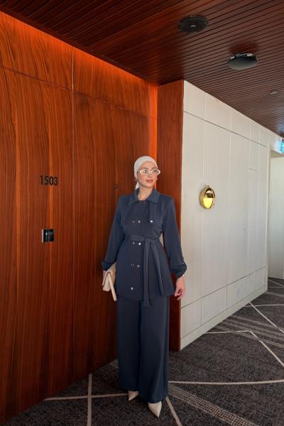 Melis Pantolonlu Takım İndigo İndigo