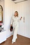 Melis Pantolonlu Takım Ekru  Ekru