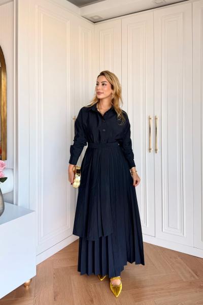 Meltem Üçlü Etekli Takım Lacivert  Lacivert