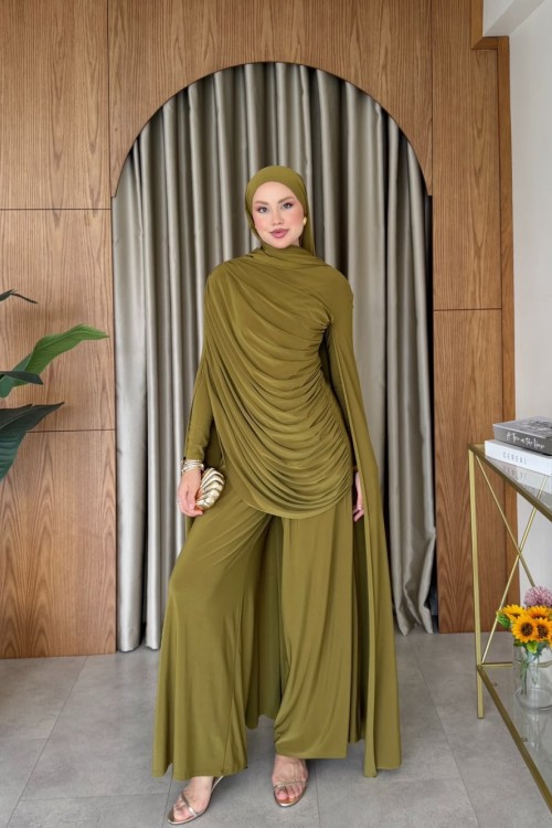 Miray Pantolon Takım Yağ Yeşili YAĞ YEŞİLİ