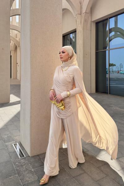 Miray Pantolon Takım Krem Krem