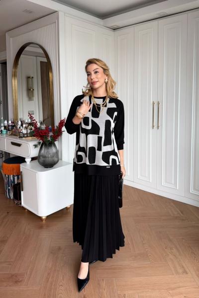 Nare Etekli Takım Siyah Siyah