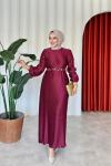 Nazgül Elbise Bordo Bordo