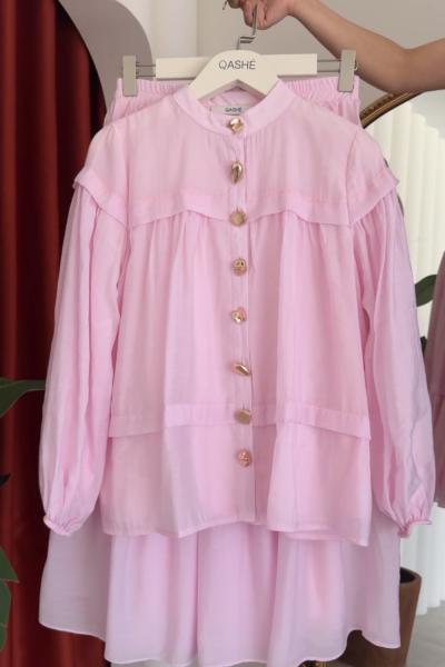 Nazlı Etekli Takım Pembe Pembe