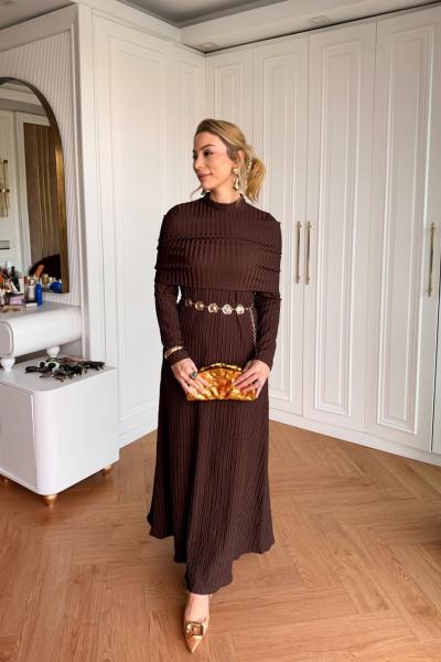 Neva Elbise Kahve Kahverengi