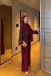 Neziha Pantolonlu Takım Bordo  BORDO