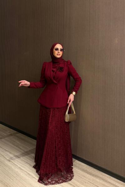 Nida Etek Takım Bordo  BORDO