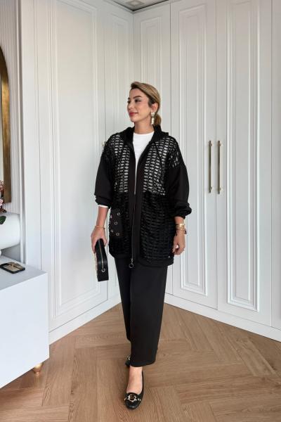 Nilüfer Pantolonlu Takım Siyah Siyah