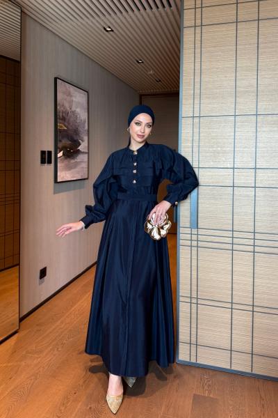 Nisa Elbise Lacivert Lacivert