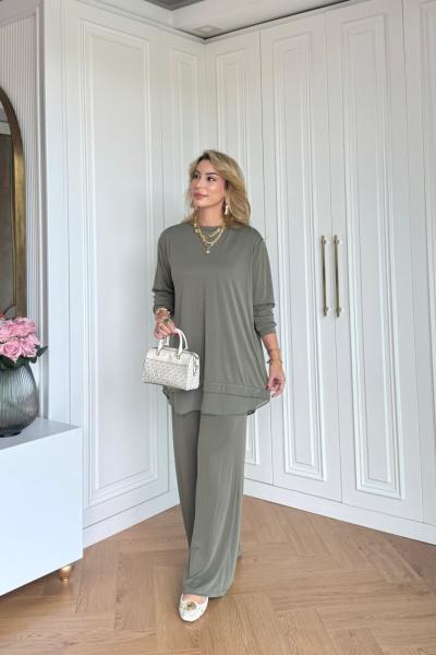 Nuran Pantolonlu Takım Haki Haki