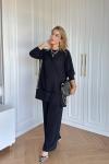 Nurgül Pantolonlu Takım Siyah Siyah