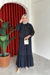 Nuriye Elbise Siyah Siyah