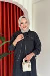 Nuriye Elbise Siyah Siyah