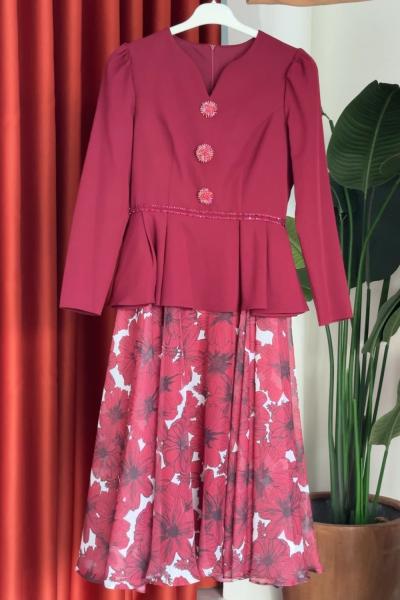 Nurşen Etekli Takım Bordo Bordo