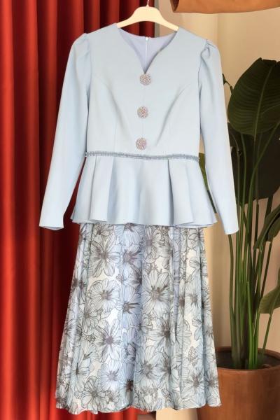 Nurşen Etekli Takım Mavi Mavi