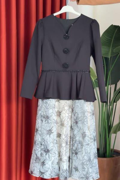 Nurşen Etekli Takım Siyah Siyah