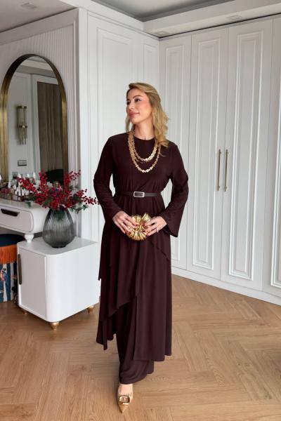 Nursima Pantolon Takım Acı Kahve Acı Kahve